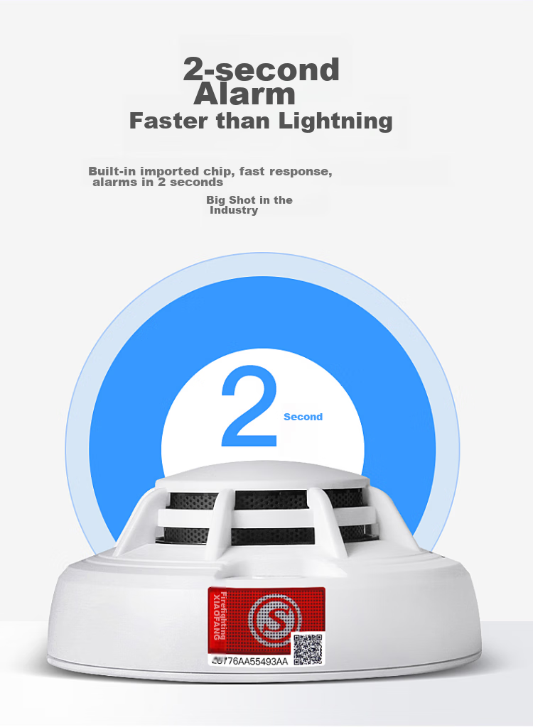 LFang PS-GT20 Smoke Alarm, Fire Detector with 3C Certification, Networked System for Fire Detection, One-To 10