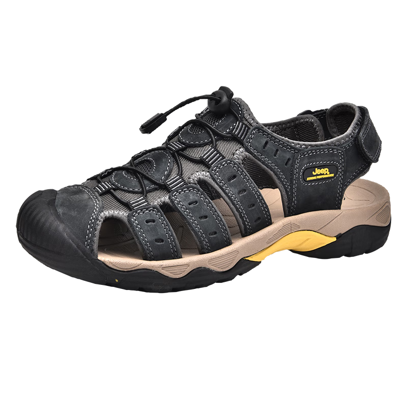 Jeep Men's Outdoor Breathable Beach Sandals, Closed-Toe Water Shoes with Holes, Non-Slip Hiking Casual River Tracing Shoes