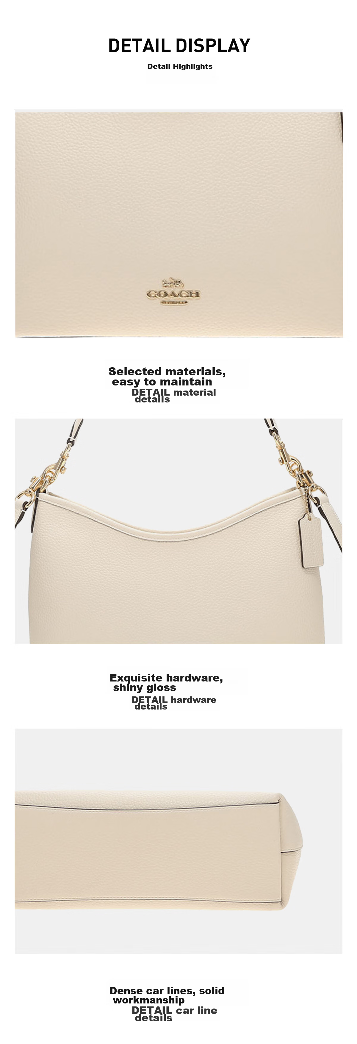 COACH [Brand Direct Supply], Women's LAUREL Handbag Shoulder Crossbody Tote Bag White CR148 Gift 6