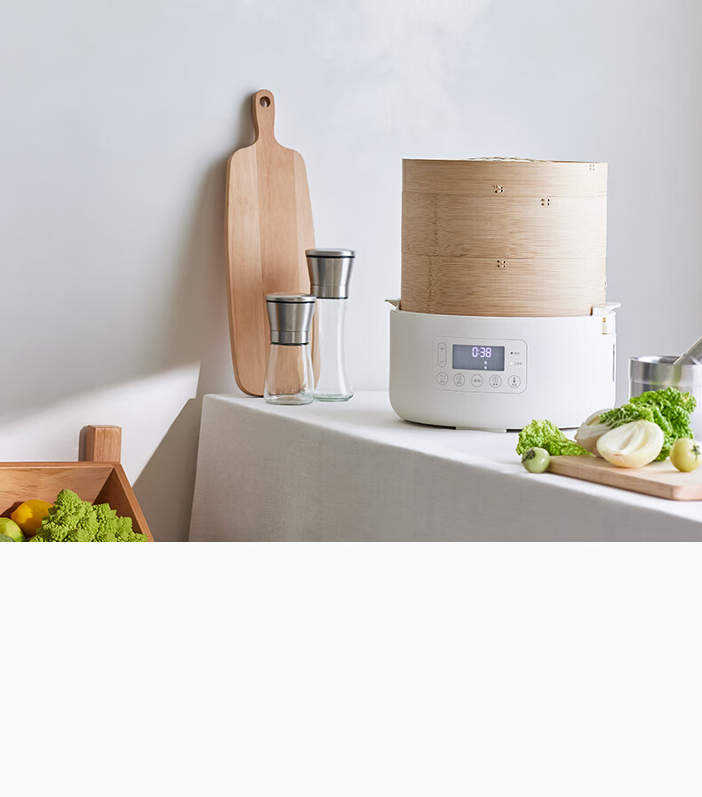 Olayks Steamer Bamboo And Wood Steaming Pot Electric Steamer Multi-Functional Breakfast Machine for Home Use Quick Heating No-Drip Timer Adjustable Temperature Upgrade Version 2-Layer 19
