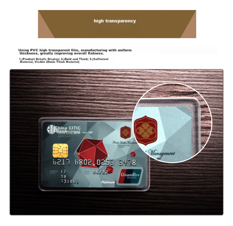 UHOO [Super Popular] Frosted Transparent Card Holder for Bank Cards, 10-Pack Transportation Bus Card Holder Film ID Card Case 6648 1
