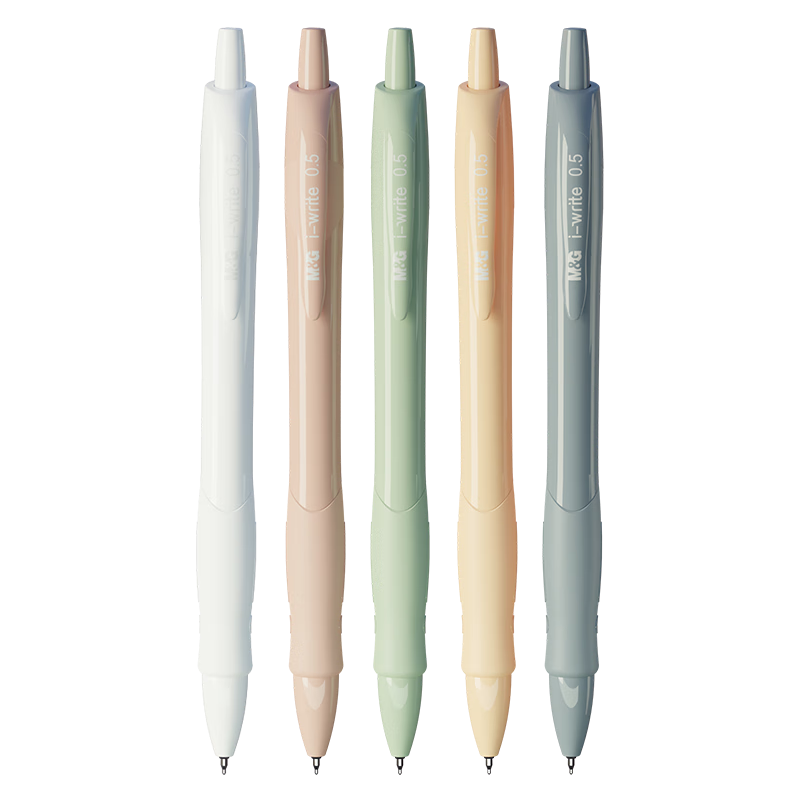M&G Stationery, Gel Pen, Retractable Exam Writing Pen, ST Quick-Drying Smooth Ink Pen, Morandi Color Series 0.5mm Black Signature Pen, Pack of 5, AGP023X8 Exam