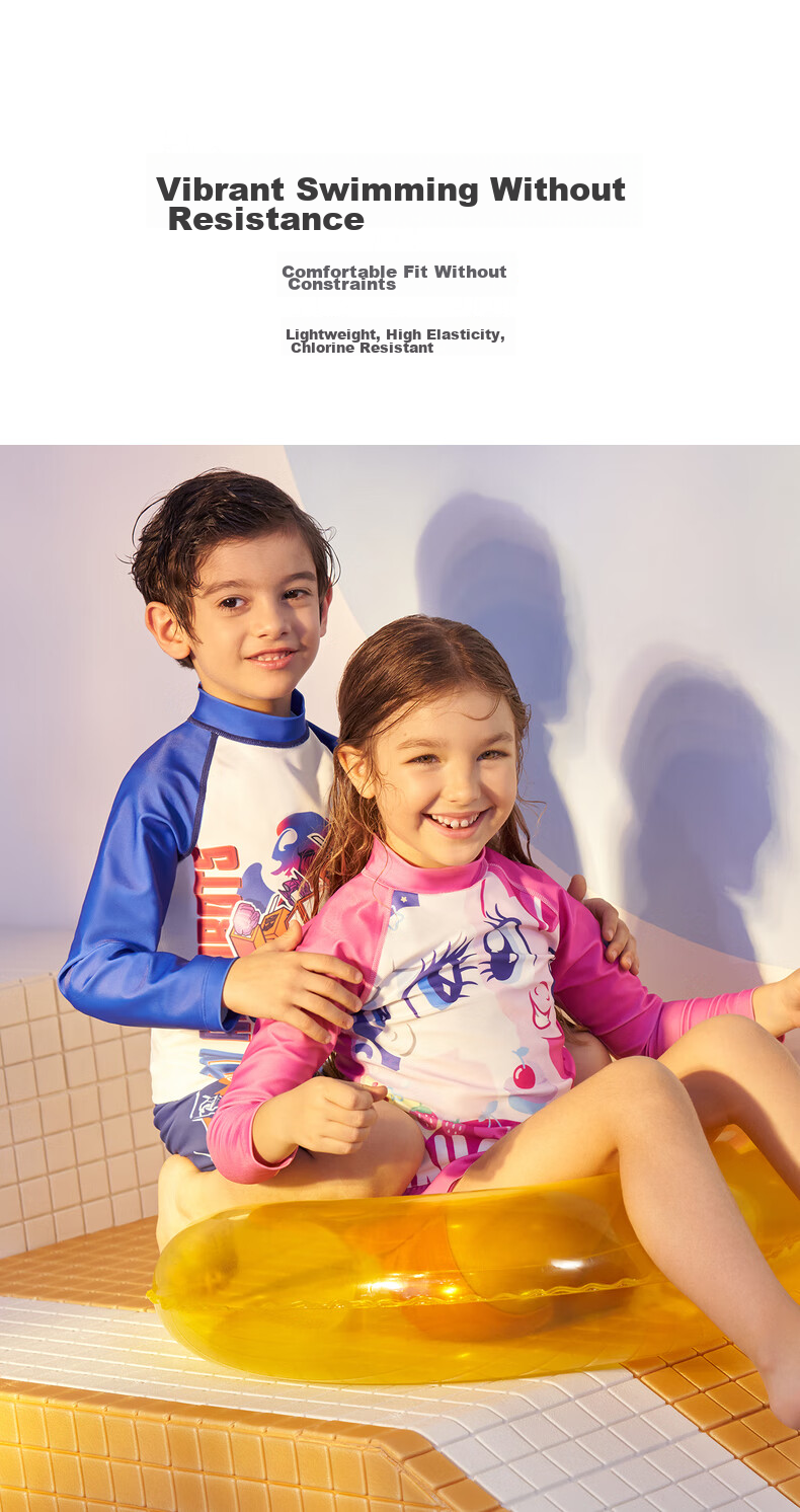 Aimer Kids Girls' Long-Sleeve Swimsuit, My Little Pony Collaboration, Two-Piece Set for Beach Vacation Photoshoots, Rose Pink, Size 140 1