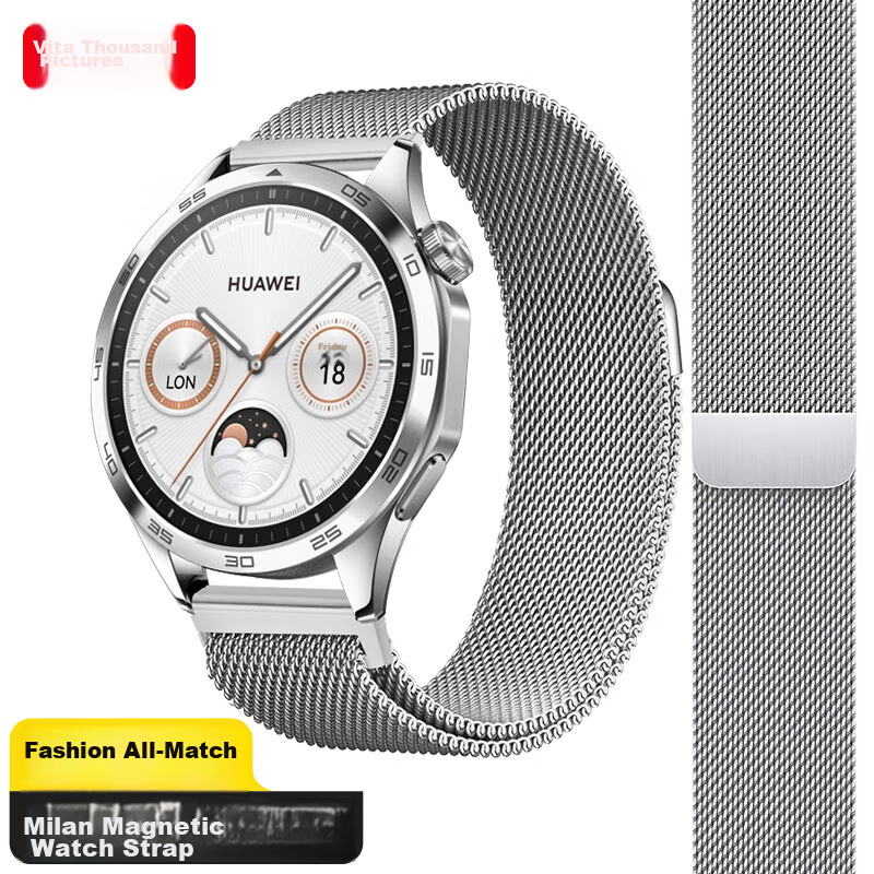 Ремешок Weiqiantu для Huawei Watch GT 3/GT 2 42мм, миланская петля, магнитная застежка, серебристый