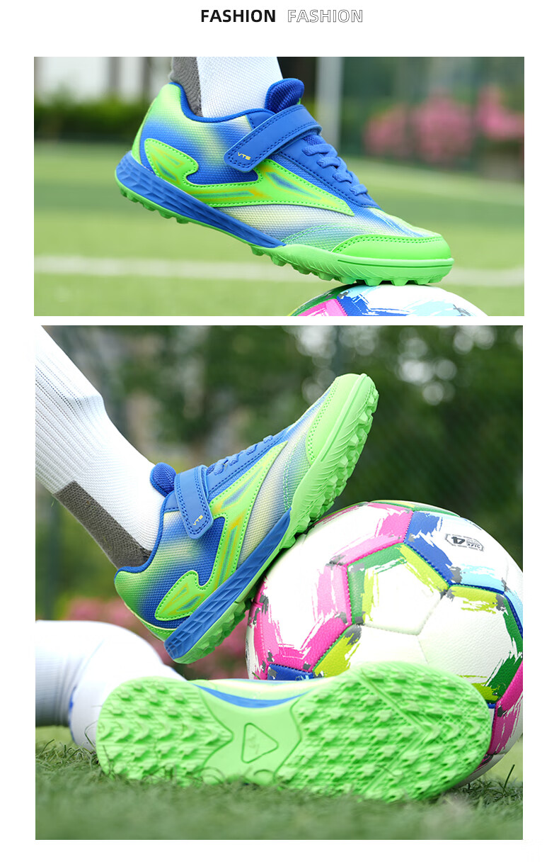 JOMA Soccer Shoes TF Turf Cleats for Youth, Children And Elementary School Students, Non-Slip, Wear-Resistant, Breathable Football Training Shoes, Fluorescent Green, Size 31 10