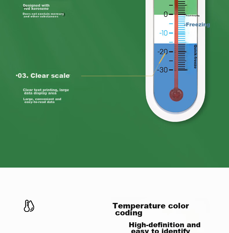 Deli Thermometer, Indoor Glass Wall-Mounted Freestanding Greenhouse Breeding Temperature Detection Meter, LE556 Household High-Precision Baby Room 7