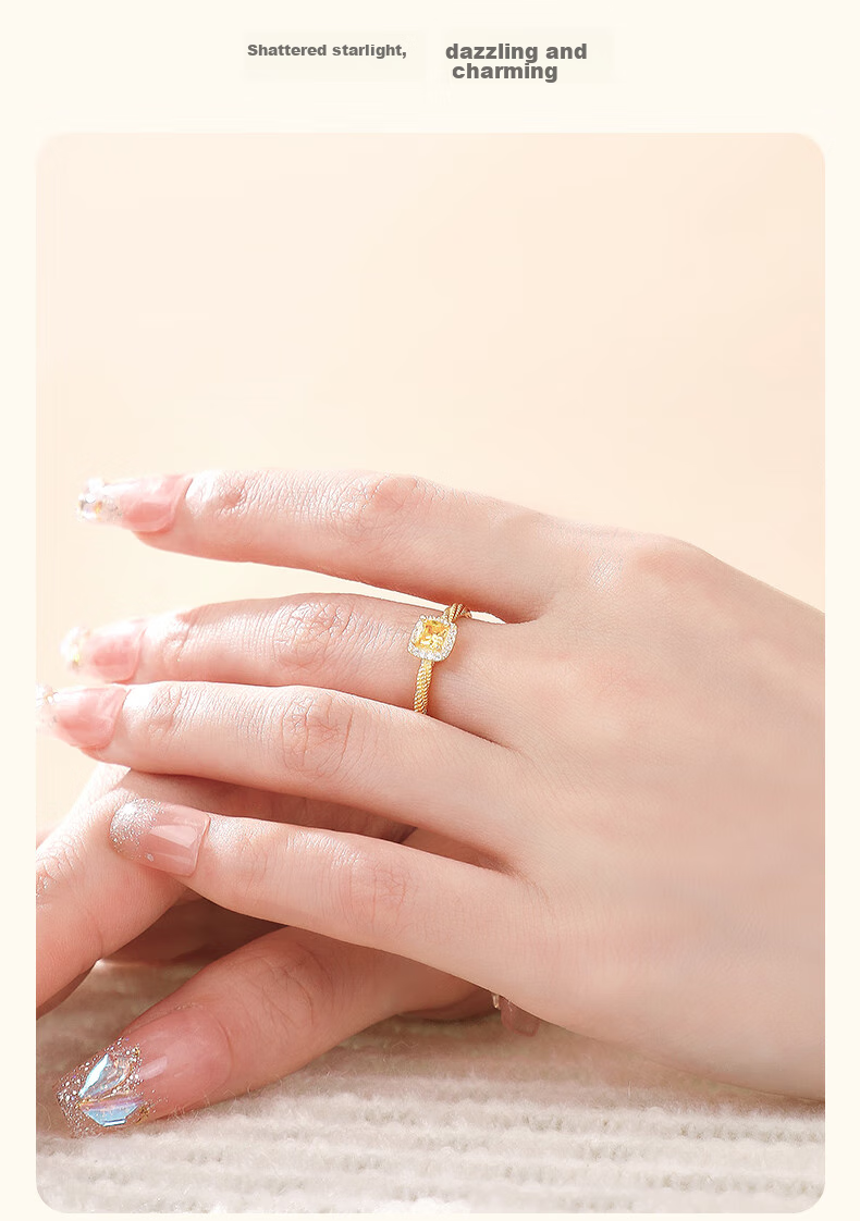 MOLADY Small Sugar Cube Silver Ring for Women, Gold Color Single Ring, Confession Proposal Birthday Gift for Girlfriend Or Wife on Valentine's Day, May 20th, Or Any Special Occasio 10