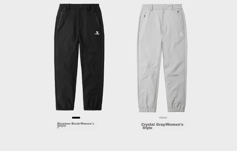 CAMEL Outdoor Softshell Pants for Women, Water-Repellent, Elastic Ankle, Fleece-Lined, Warm, Windproof, Outdoor Hiking Trousers for Men A23CA6J034 11