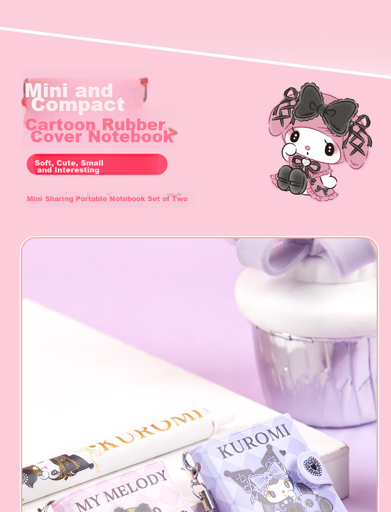 GuangBo X Sanrio Collaboration Mini Notebook, Pocket-Sized Notepad, High-Quality Journal, Memo Pad, 90*100mm/64 Pages, Glacier Green, KT81388 3