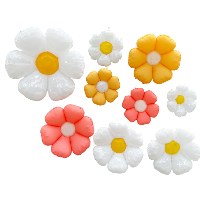 Duomeiyi Birthday Scene Decoration Birthday Balloon Atmosphere Props for Boys And Girls, Sunflower Daisy Aluminum Foil Flowers, Set of 6