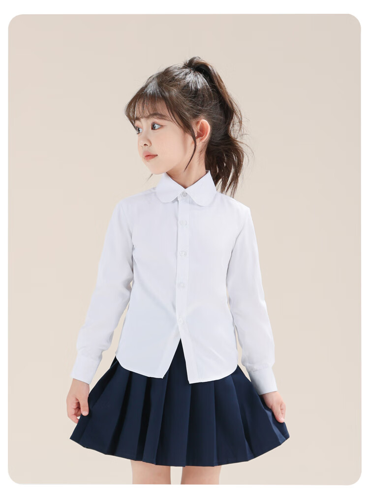 Yinuofang Children's White Long-Sleeve Shirt School Uniform Undershirt for Girls: White Long-Sleeve 170CM 12