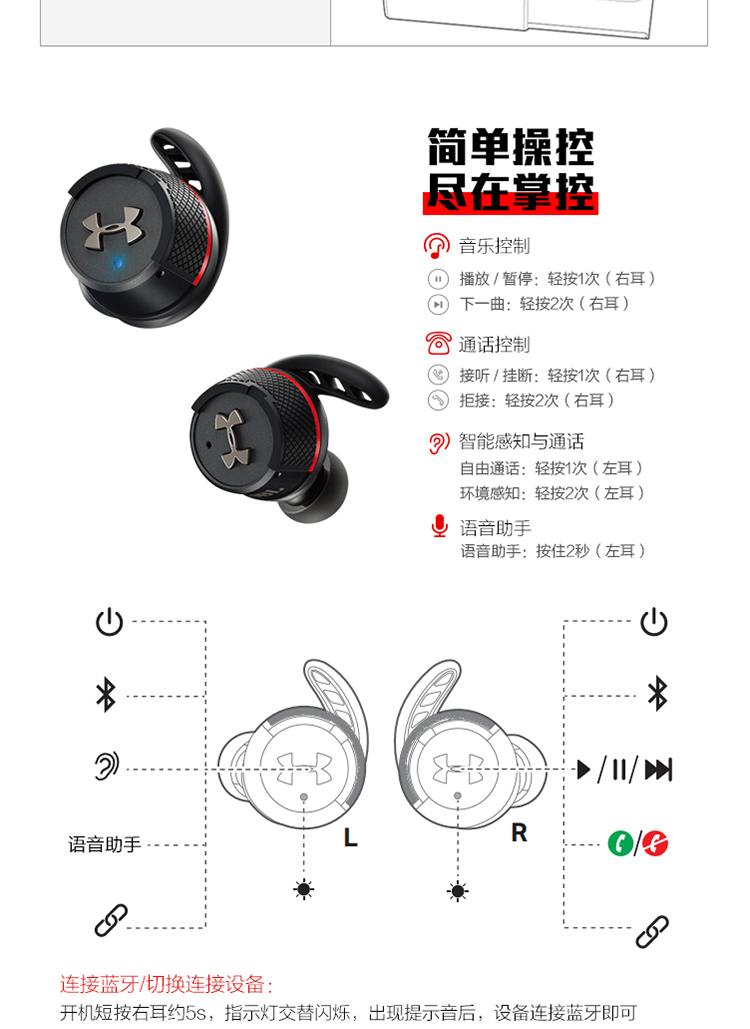 38172-JBL 蓝牙耳机 真无线耳机 无线运动耳机 防水防汗 苹果华为小米游戏通用 安德玛联名 FLASH-详情图