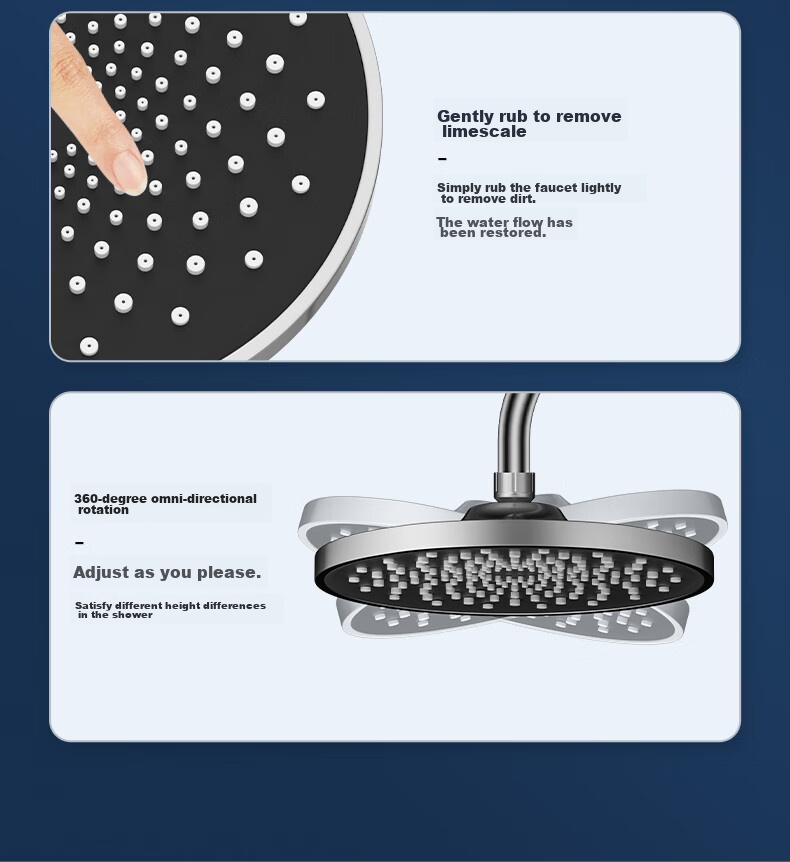 Muvi Shower Head, High-Pressure Handheld Shower Sprayer, Square Large Top Spray Universal Accessory 14