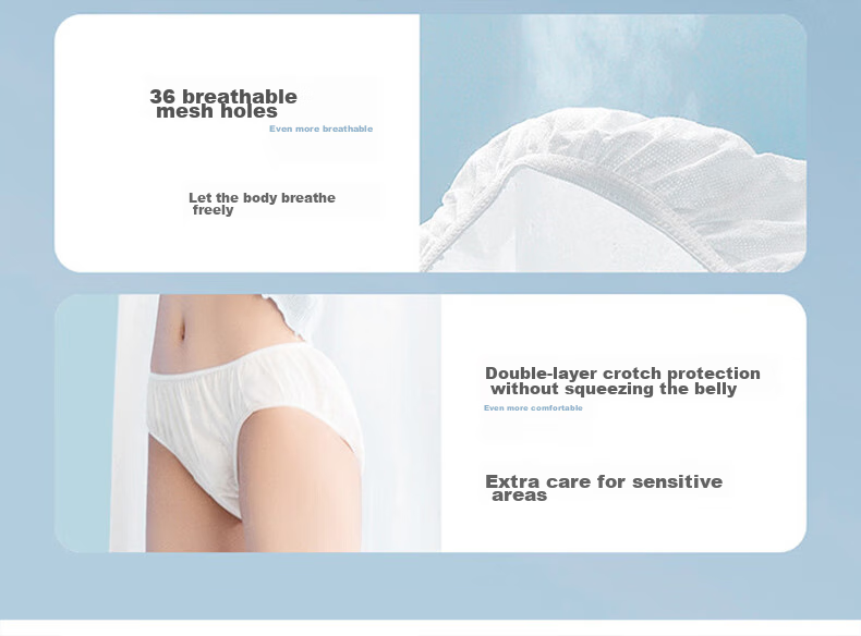 LangSha Disposable Women's Underwear, 5-Pack, Pure Cotton, No-Wash, Sterile, for Business Trips And Travel, Large Size, for Postpartum Women, Maternity, Daily Disposable Panties 12