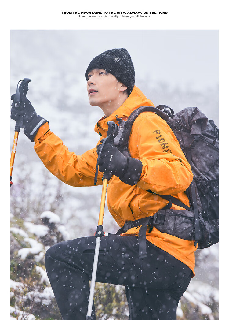 Pioneer Camp Three-In Hardshell Jacket for Men, Autumn And Winter Outdoor Fleece-Lined Windproof Waterproof Warm Coat Hiking Wear Orange-Red XL 6