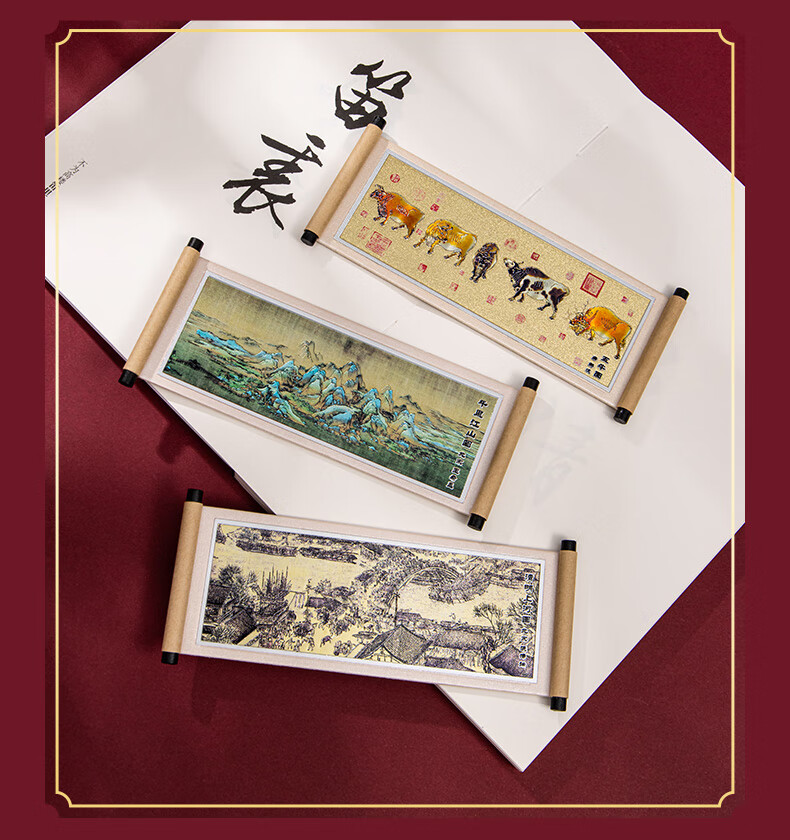 TIANSE Palace Museum Cultural Scroll Refrigerator Magnet Collection - Famous Paintings Series Decorative Magnetic Stickers Beijing Souvenir Chinese Style Birthday Gift TS-5955 Dwelling in the Fuchun M 2