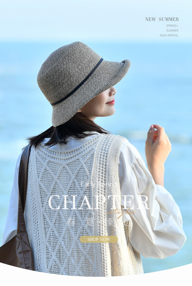 Siggi Straw Hat for Women, Vacation Retro Fresh Sun Protection Hat, Foldable UV-Resistant Bucket Hat, Cool Cap, Gift Idea 1