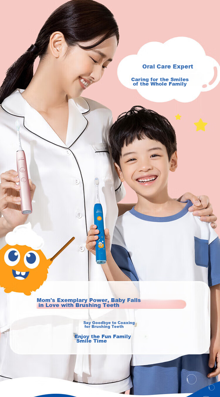PHILIPS Children's Electric Toothbrush, Mengya Customized Exclusive Design with 2 Modes, 2 Customized Brush Heads for Kids, Birthday/children/students Gift HX2432/02 Pink 12
