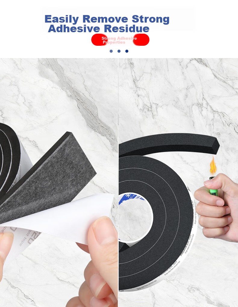 Mileqi Single-Sided Flame-Retardant Foam Tape, Kitchen Stove Gap Filler, Waterproof Self-Adhesive Flame-Retardant Sealing, Shock-Absorbing, Black, 20mm Thick, 20mm Wide, 2m Long, 1 Roll Package 6