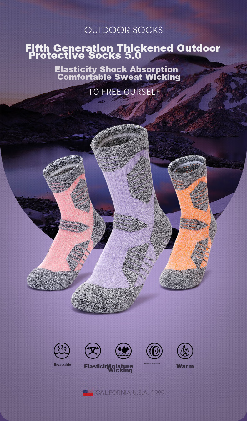 TFO Competition-Level Outdoor Socks, Durable Sports Socks, Breathable Hiking Socks, Mountaineering Socks 2202217, Women's Pink 2