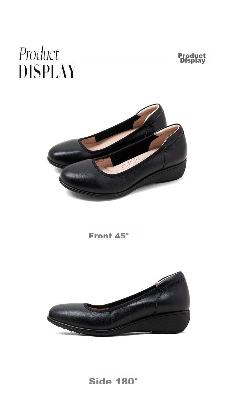 COMELY Leather Flats for Women, Spring And Summer New Style Comfortable Genuine Leather Soft-Soled Versatile Mom Shoes, Wedge Heel Non-Tiring, Apricot Color, Size 34 13