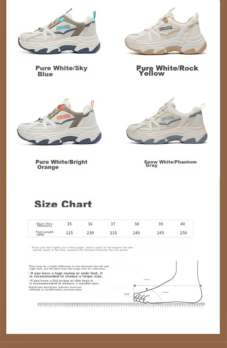 Yierkang Women's Chunky Sneakers, Lightweight And Versatile Casual Shoes for Spring And Summer, Outdoor Thick-Soled Athletic Shoes, Simple Breathable Comfortable Footwear for Wome 6