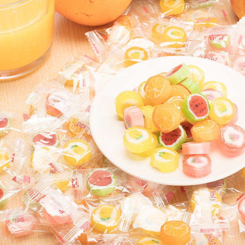 锦大彩色水果切片糖 500g/袋 儿童糖果 硬糖 喜糖水果糖 婚庆招待糖