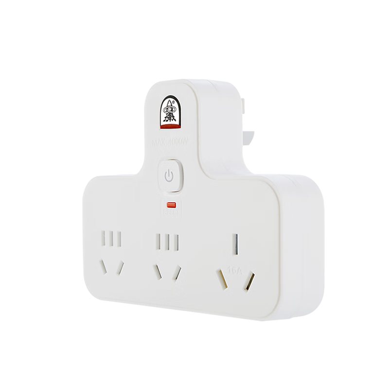 Zidantou 16A High-Power One-To Socket, Overload Protection Socket, One-To Master Control Power Strip, Power Converter, Adapter Plug, 3-Outlet Wireless Power Strip TS-551SK