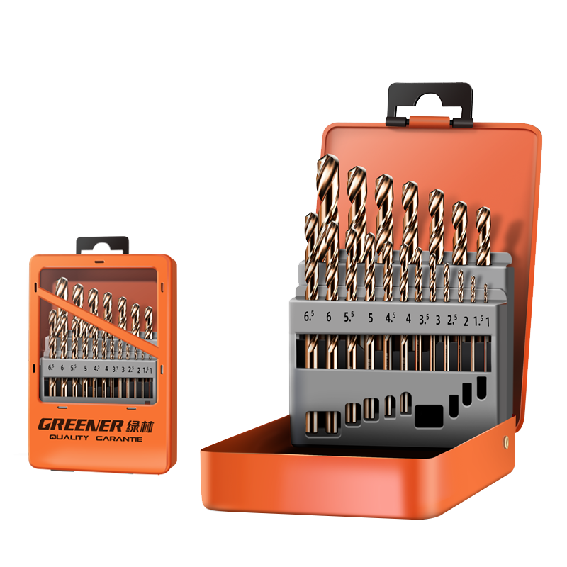 GREENER Twist Drill Bit Set for Stainless Steel, Hole Drilling Hand Drill, Quick Hole Making, Cobalt-Containing High-Speed Steel, 19-Piece Set