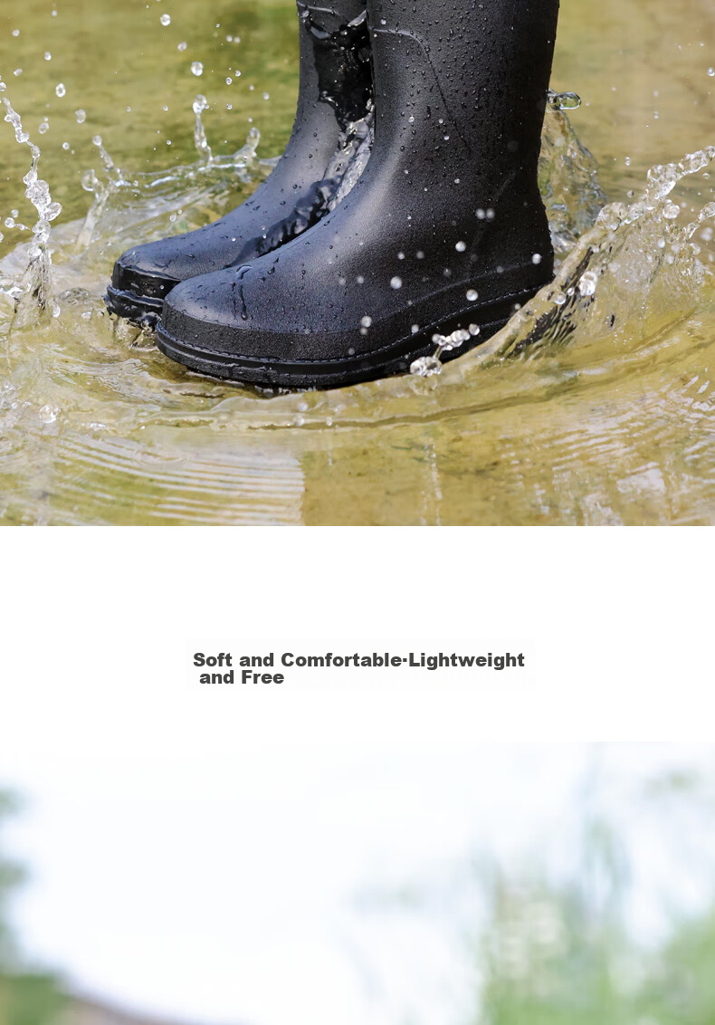 Lanoudun Rain Boots for Men And Women, High-Top Waterproof Shoes, Outdoor Non-Slip Rubber Shoes, Wear-Resistant Rain Boots, Overshoes YX1009 Size 40 13