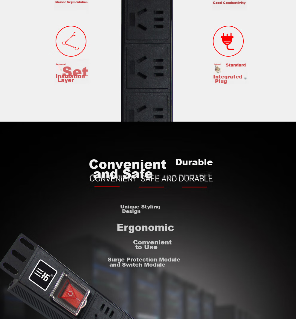 Santuo PDU Cabinet Power Socket, 8-Outlet 10A Power Strip with Switch, New National Standard High-Power Industrial Server Room Cabinet Dedicated Multifunctional Power Strip TS8012 11