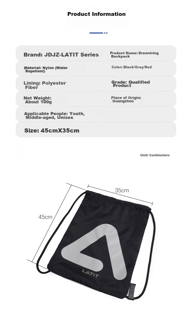 JD Original Waterproof Fitness Drawstring Bag, New Style Travel Running Sports Backpack for Men And Women, Large Capacity, Black 13