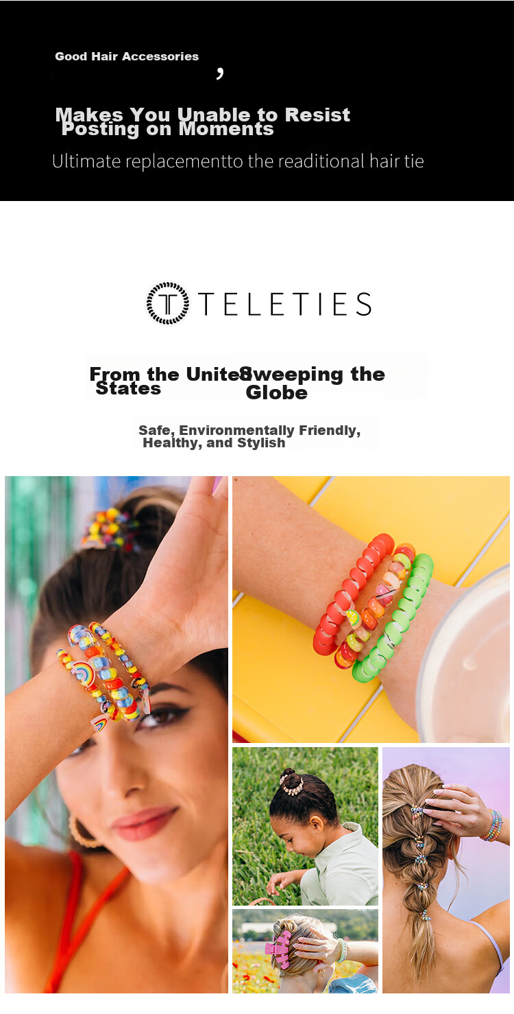 TELETIES American Imported Telephone Cord Organizer, Telie Ring, TT Ring, Cord Holder, Birthday Gift for Women, Rainbow Color, Size L 1