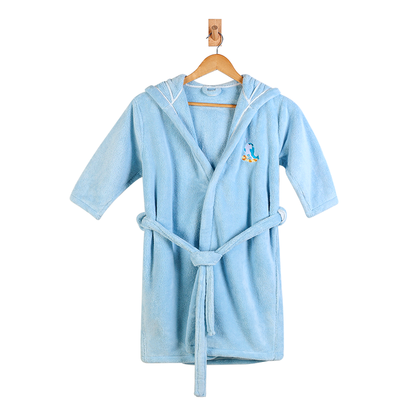 Grace Children's Bathrobe Coral Fleece Hooded Cloak Home Bathrobe Absorbent Thickened Soft Baby Shower Towel L Size