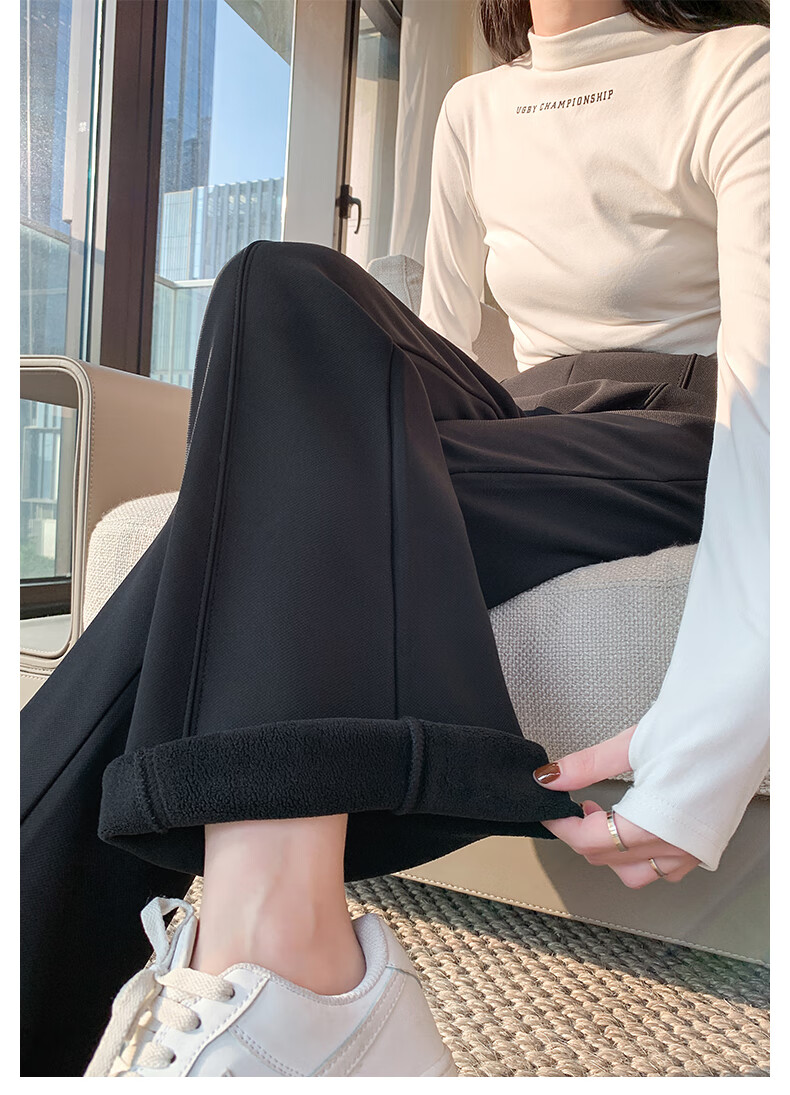LangSha Women's Spring Thin High-Waist Slim Flared Trousers Casual Draped Long Pants 16