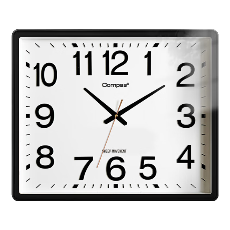 Compas Wall Clock Silent Quartz Home Office Classroom Living Room 52cm Black 3443A