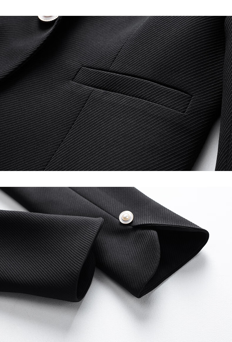 YANYEE Elegant Blazer for Women, Spring 2025, Waist-Cinching Slimming Professional Attire, High-End Formal Wear, Black, M 19