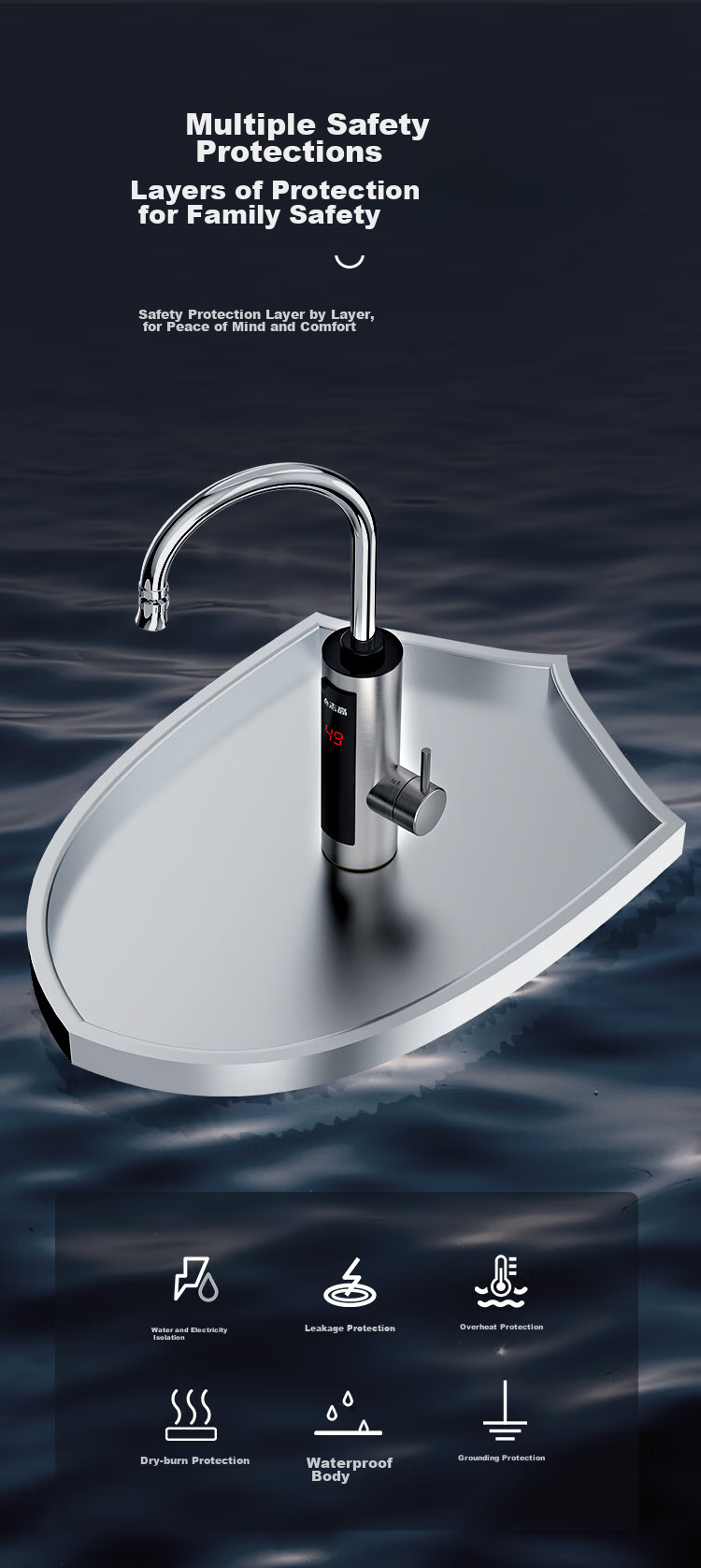 CHIGO Stainless Steel Constant Temperature Electric Water Faucet, Variable Frequency Constant Temperature Rapid Heating Household Cold And Hot Dual-Use Electric Water Heater, Bottom Inlet Instant Heating Type ZG-KBS31B with Free Leak Protectio 6