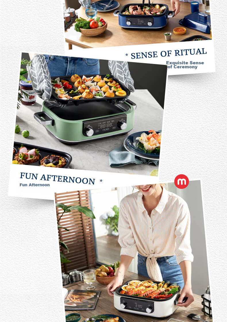 Morphyrichards Upgraded Second-Generation Multifunctional Cooking Pot, Detachable Electric Wok with Timer And Touch Screen, Electric Hot Pot MR9099 Green, One's Member 20