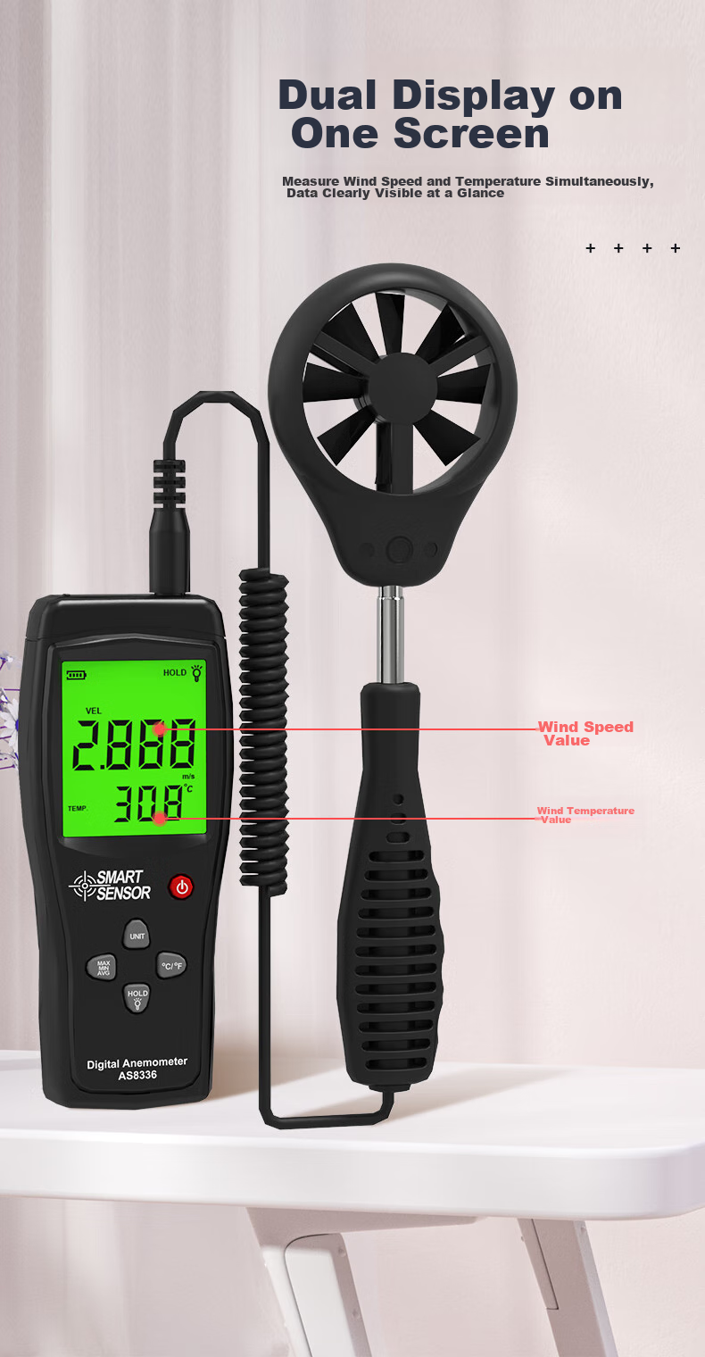 Xima AS8336 Anemometer, Handheld Digital Wind Speed Meter, Wind Speed Measuring Instrument 6