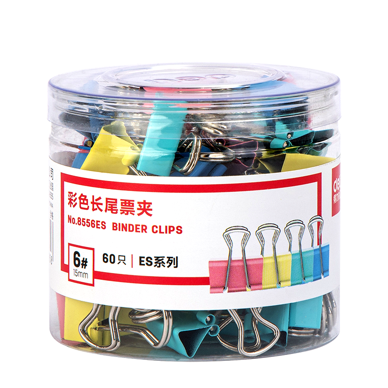 Deli Super Hot Sale 60pcs 15mm Colorful Small Metal Tail Clips Paper Clips Office 60pcs/Tube 8556ES