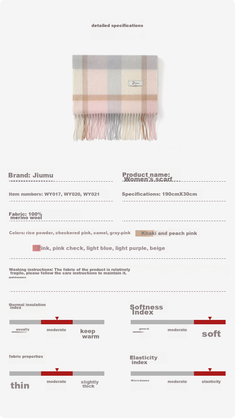 JIUMU Pure Wool Scarf for Women, Autumn And Winter Neck Warmer, Ladies' Warm Shawl, Gift for Women on Mid-Autumn Festival Or Birthday, Gift Box Packaging 9