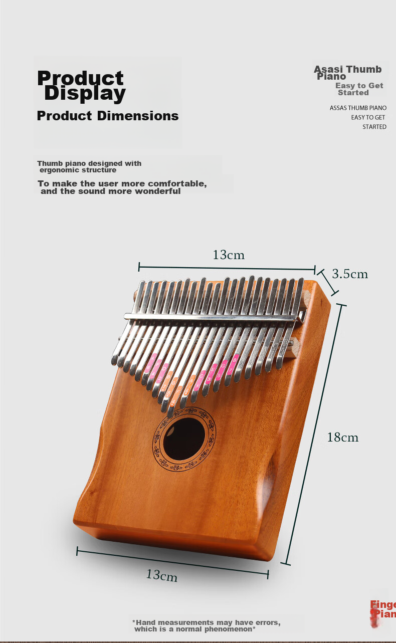 Asasi 21-Key Kalimba Thumb Piano for Adults And Children, Beginner Finger Piano Gift Portable Musical Instrument Peach Electric Case Model 9
