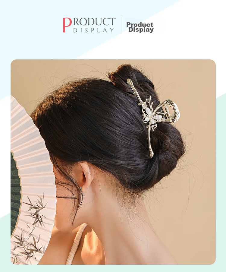 CHIMERA Elegant Hair Clip, Back of Head Half-Up Butterfly Bun Clip for Women, Side Clip Hair Accessory, Mid-Autumn Festival Gift 33