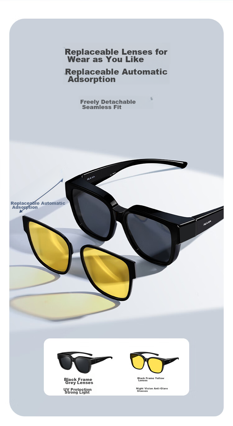 HLA Day And Night Polarized Myopia Glasses for Men And Women, Night Vision Goggles for Driving, Anti-Glare Sunglasses for Nighttime Driving 1