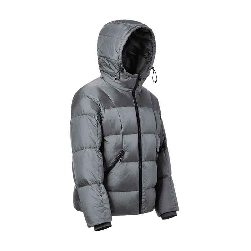 JD Original Outdoor Hooded Down Jacket, Triple Protection, Puffer Short Style, Men's Coat, Rock Gray Color, Size L
