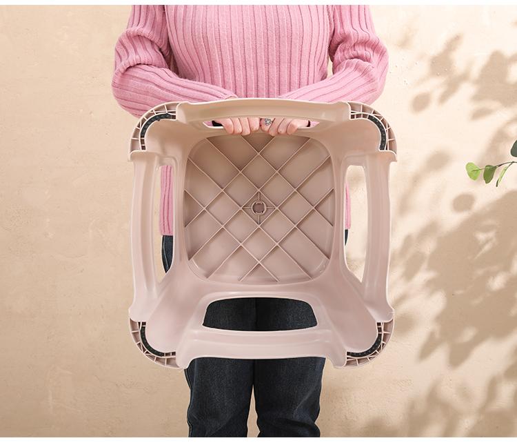40,000 Kilometers [Set of 4] Household Plastic Stools Thickened Adult High Stools Simple Reinforced Durable Khaki Benches 17