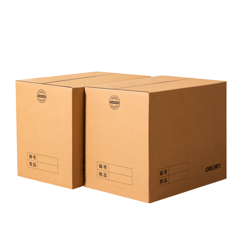 Deli Moving Kraft Paper Boxes, Thickened Foldable 120L Large Capacity Safety Seal, No Handle, 2-Pack PK142