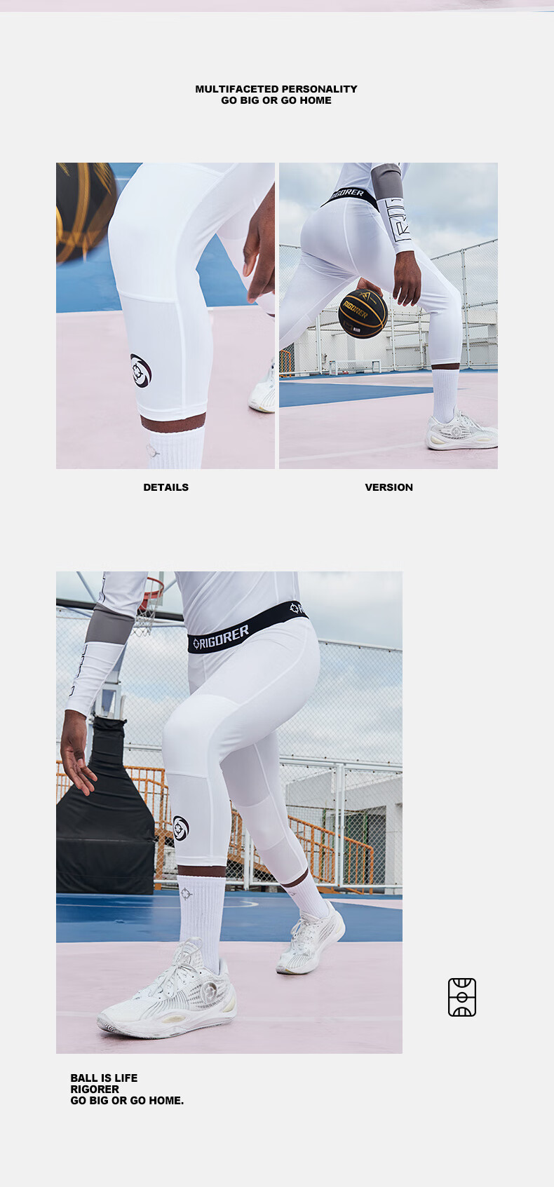 RIGORER Temperature-Adjustable Shorts, Men's Compression Pants, Basketball Quick-Dry High-Elasticity Knee-Length Undershorts, Running Tight-Fitting Pants, Training 7/8 Length Shorts 24