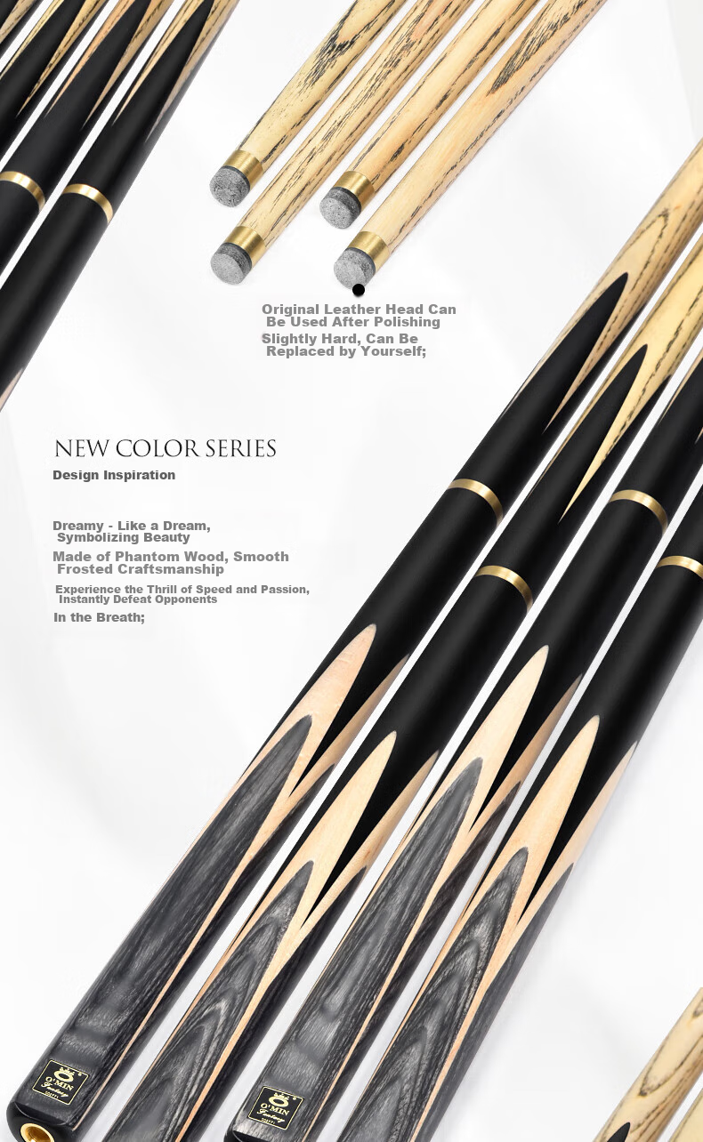 Aomi New Dream Pool Cue, Black 8 Snooker Cue Set, Black Eight Small Tip, 16 Color Ball Cue, Snooker Billiard Cue 10